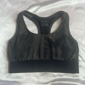 ASICS Black Grey printed sports bra